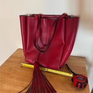 Vince Canuto Red Leather Tote Bag